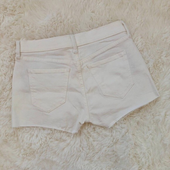 Old Navy denim shorts boyfriend Jean Size 0 25 white button fly frayed mid - Picture 3 of 9